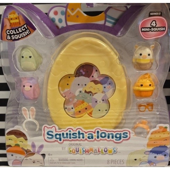 Squishmallow‎ EASTER SQUISH-A-LONGS 4 Mini Squish & YELLOW Egg Case NEW 2025 - Picture 1 of 1
